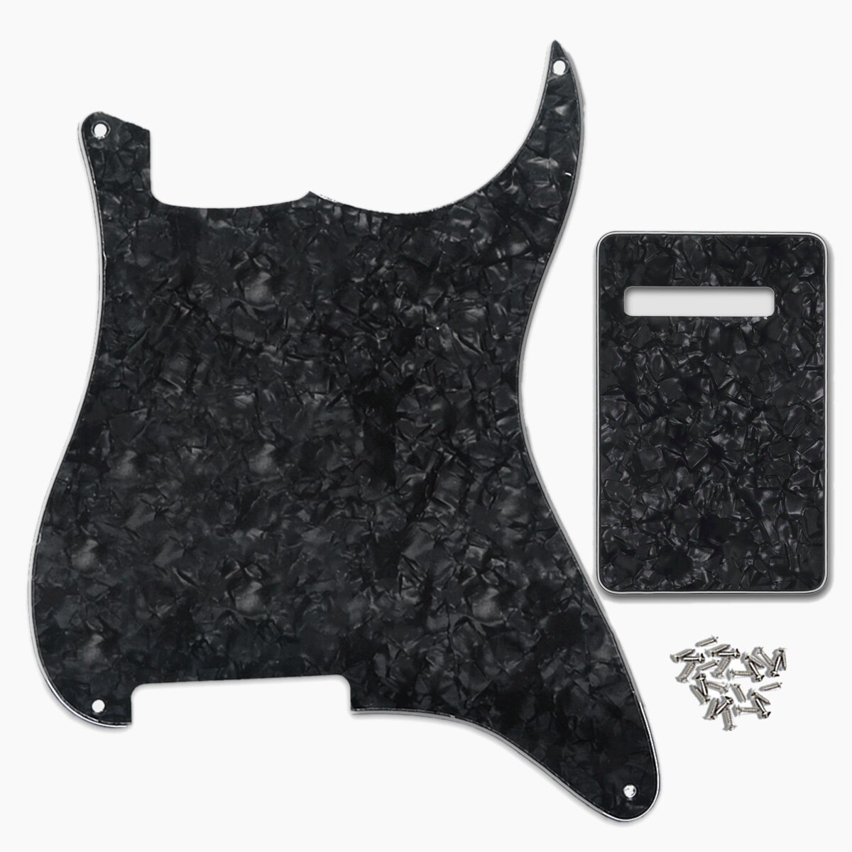 Floror – ensemble de 4 pièces de guitare électrique, matériel vierge, plaque à gratter, plaque arrière et vis, bricolage: Black Pearl