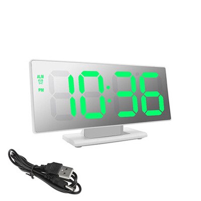 Large screen LED digital clock HD mirror bedside electronic watch ins simple bedroom alarm clock luminous mute: 4