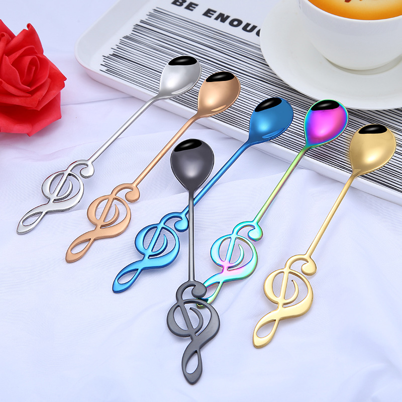 1/3/5/10pcs 304 Stainless Steel Musical Notes Coffee Spoon Stirring Cup Spoon Music Stick Ice Cream Spoon