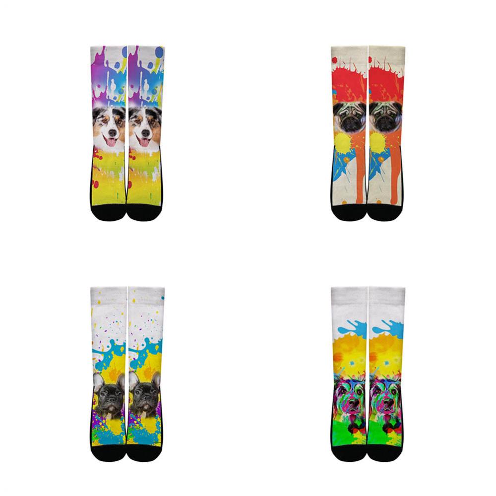 FORUDESIGNS Vrouwen Sokken Kleurrijke honden patroon Print on demand Fietsen ski hikking Outdoor antislip Sport sokken Verwarmde sokken