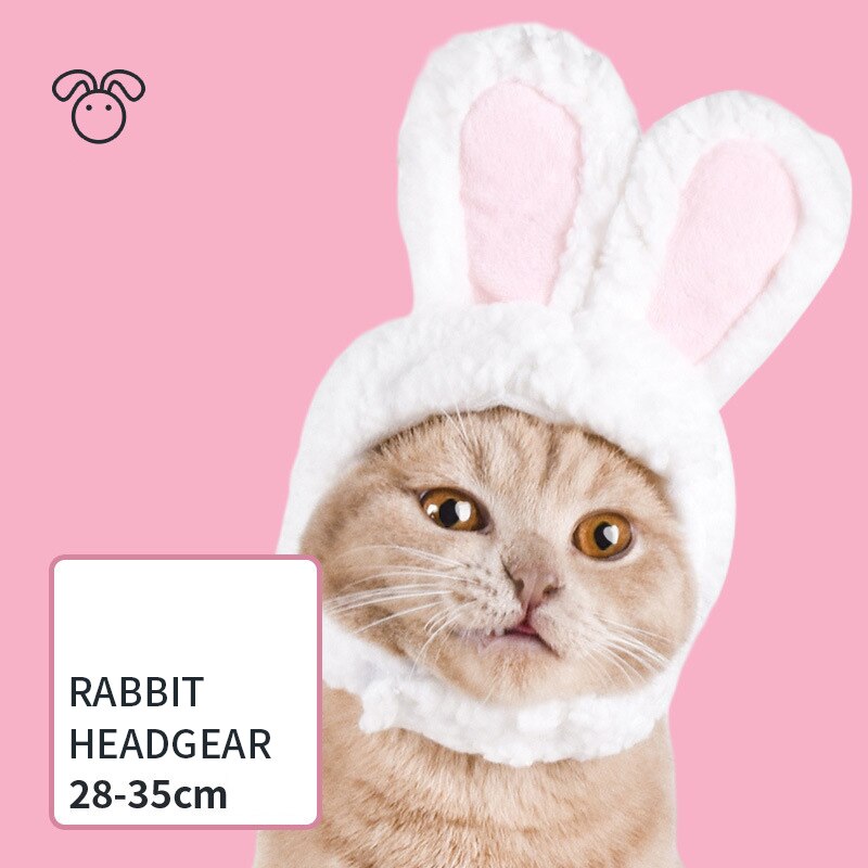 Peluca de gato de melena de León, sombrero para cachorro y gato, accesorio de decoración para mascota, gorro de pelo de lujo, gorro de Orejas de conejo y oso: Rabbit