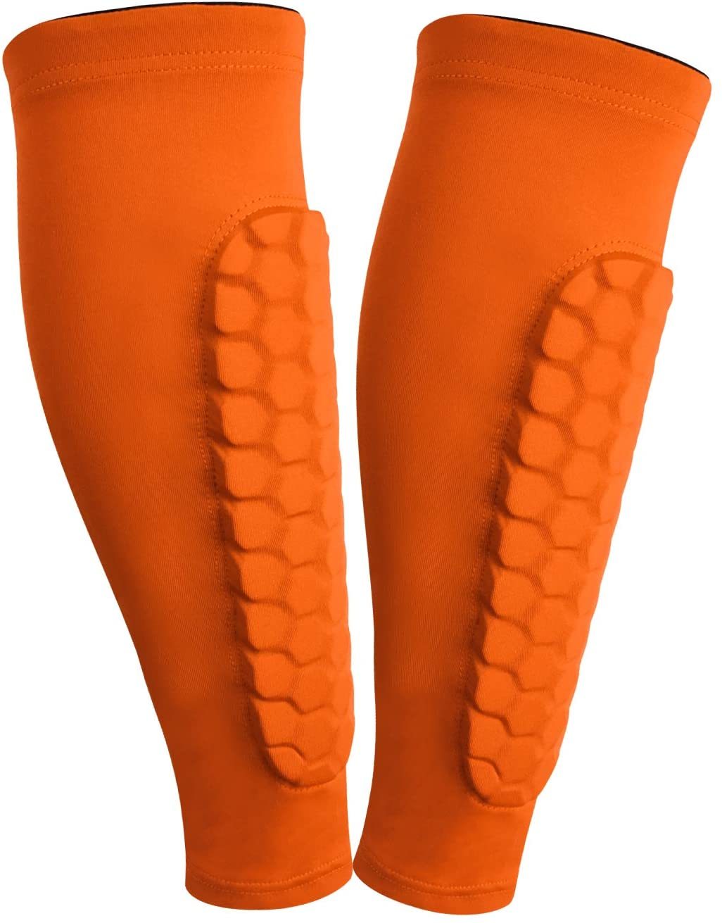 2 sztuk piłka nożna ochraniacz piszczeli dla piłkarzy Honeycomb antykolizyjna nalogenniki Protector opaska na łydkę Kickboxing Shinguards dorośli młodzież: Orange / L