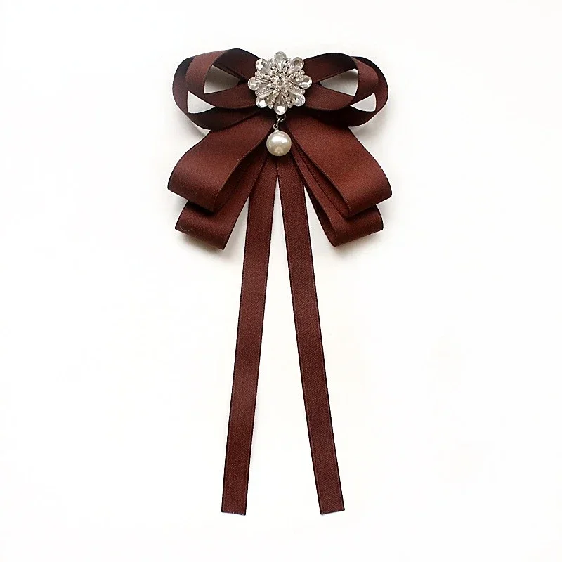 Retro Stof Strikje Strass Parel Kraag Pinnen voor Vrouwen Britse Stijl Handgemaakte Strik Stropdas Sieraden Accessoires: Sky Blue