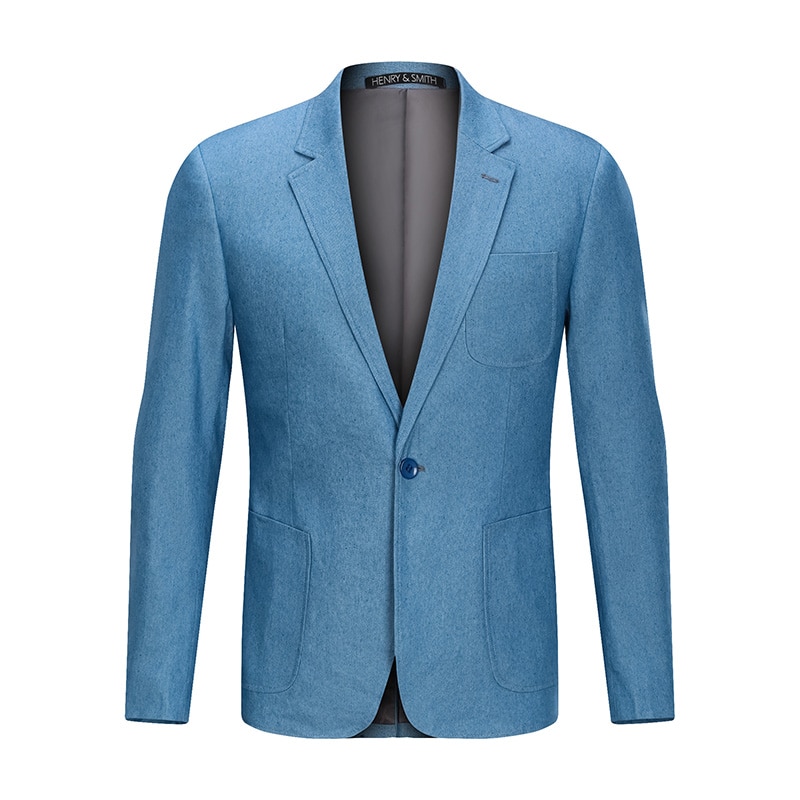 algodón slimfit Blazer hombres trabajo Oficina solo botón bolsillo chaqueta masculina Casual busniess denim de talla grande trajes blazers esmoquin