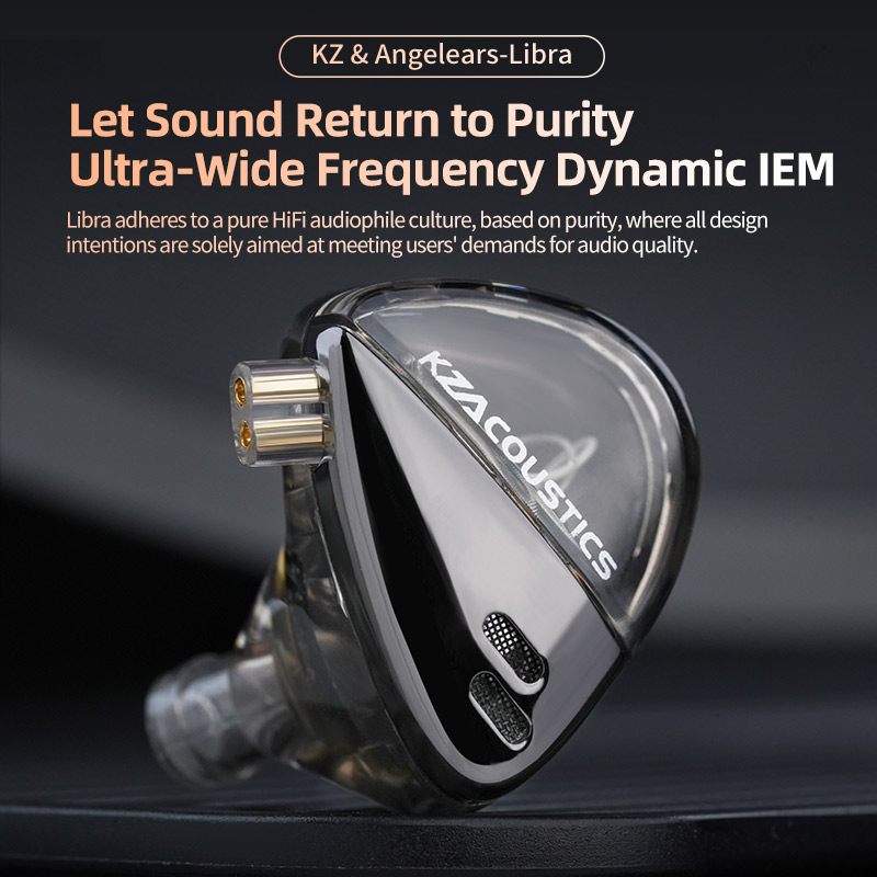 KZ X Angelears Libra Wired HiFi In-Ear Earphone IEMs Ultra-Wide Frequency Dynamic Monitor With 0.75 Detachable cable