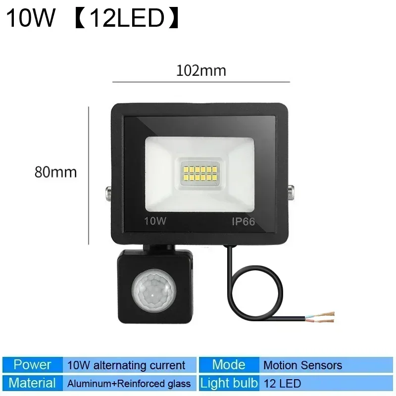 Motion Sensor LED Flood Light 50W 30W 10W AC 220V Waterproof IP65 Reflector Floodlight Lamp foco Led Exterior Spot Outdoor Light: Cold White / 30W