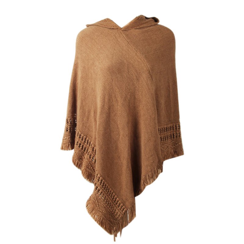Frauen Mantel Mit Kapuze Pullover Stricken Batwing Top Poncho Mit Kapuze Cape-Mantel Quaste Pullover Outwear