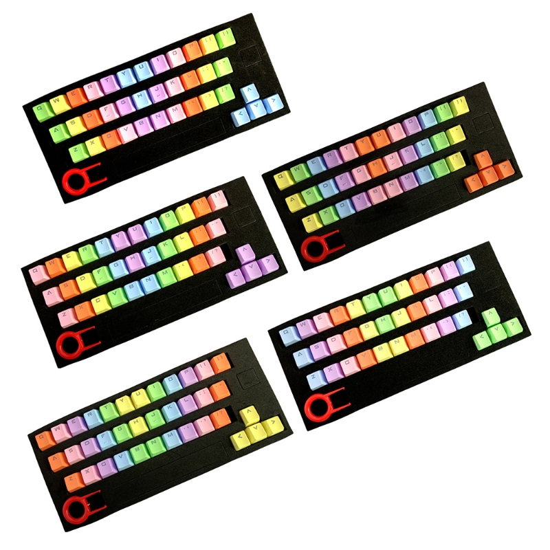 37Keys Doubleshot Rainbow Gradient Keycaps PBT OEM Profile Keycap Set for Mechanical Keyboard Cherry MX Switch w/ Puller