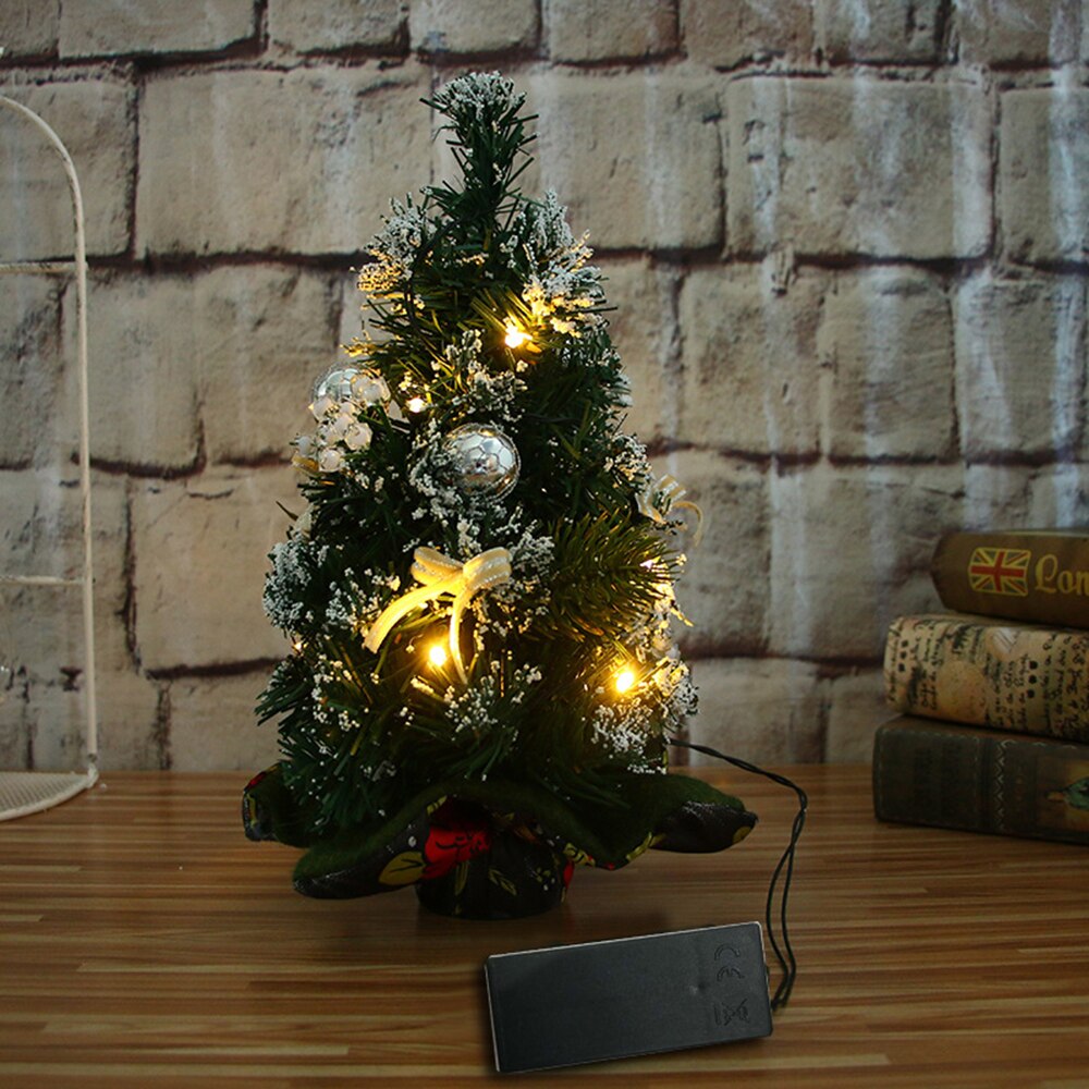 Tafelblad Kunstmatige Miniatuur Kerstboom Met Verlichting Ornamenten Decor Feestelijke 30Cm Pvc Goud/Rood/Zilver Party Bomen W/Verlichting