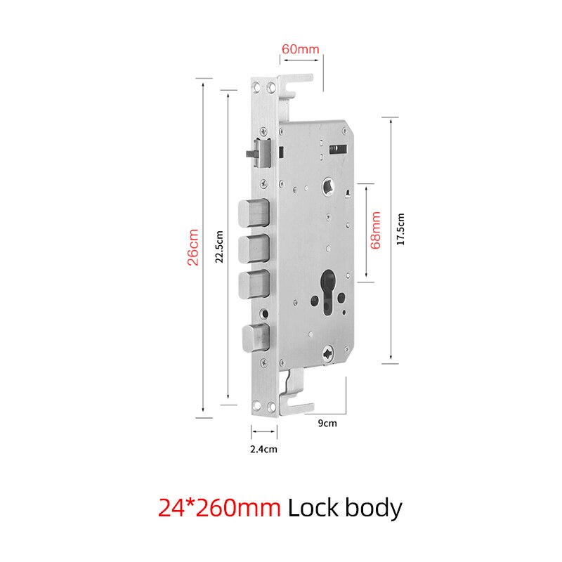 Intelligent fingerprint 6068 lock body size 24*240 stainless steel body for Security door lock smart Lock
