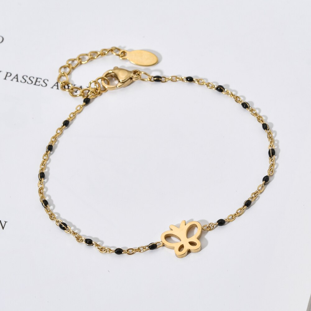 Zmzy eenvoudige ketting, schattige vlinderarmbanden en bangles voor vrouwen, roestvrijstalen trouwsieraden, pulseira
