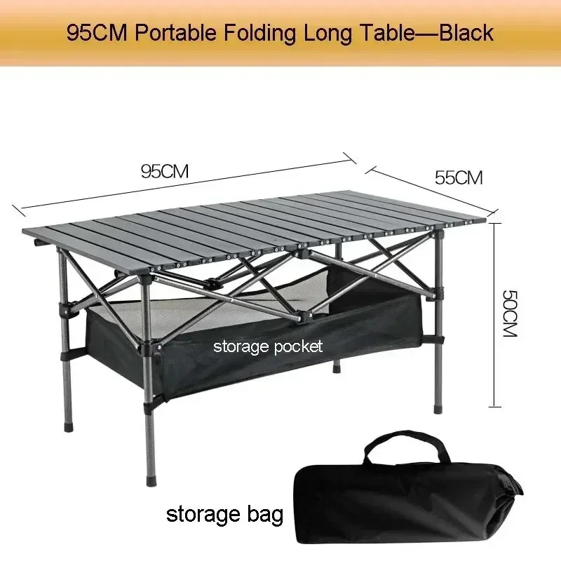Utomhus fällbord lätt att installera campingbord aluminiumlegering lätta picknickbord bärbara förvaringsbord äggrullar långa skrivbord: Vältränad