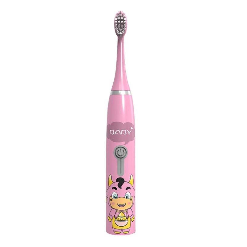 Cute Cattle Children Automatic Toothbrush Ultrasonic Toothbrush Electric Toothbrush for Kids, Waterproof: Silver