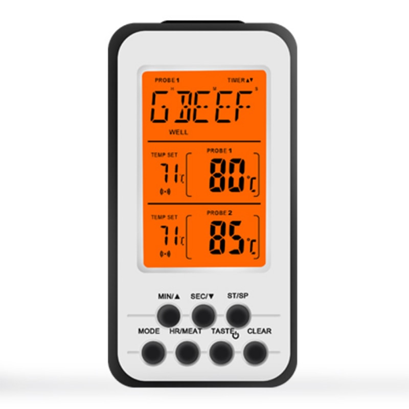 Digital trådlös dubbelnål bbq termometer dubbel sond kanal termometer grill gaffel kök matlagning kött termometer
