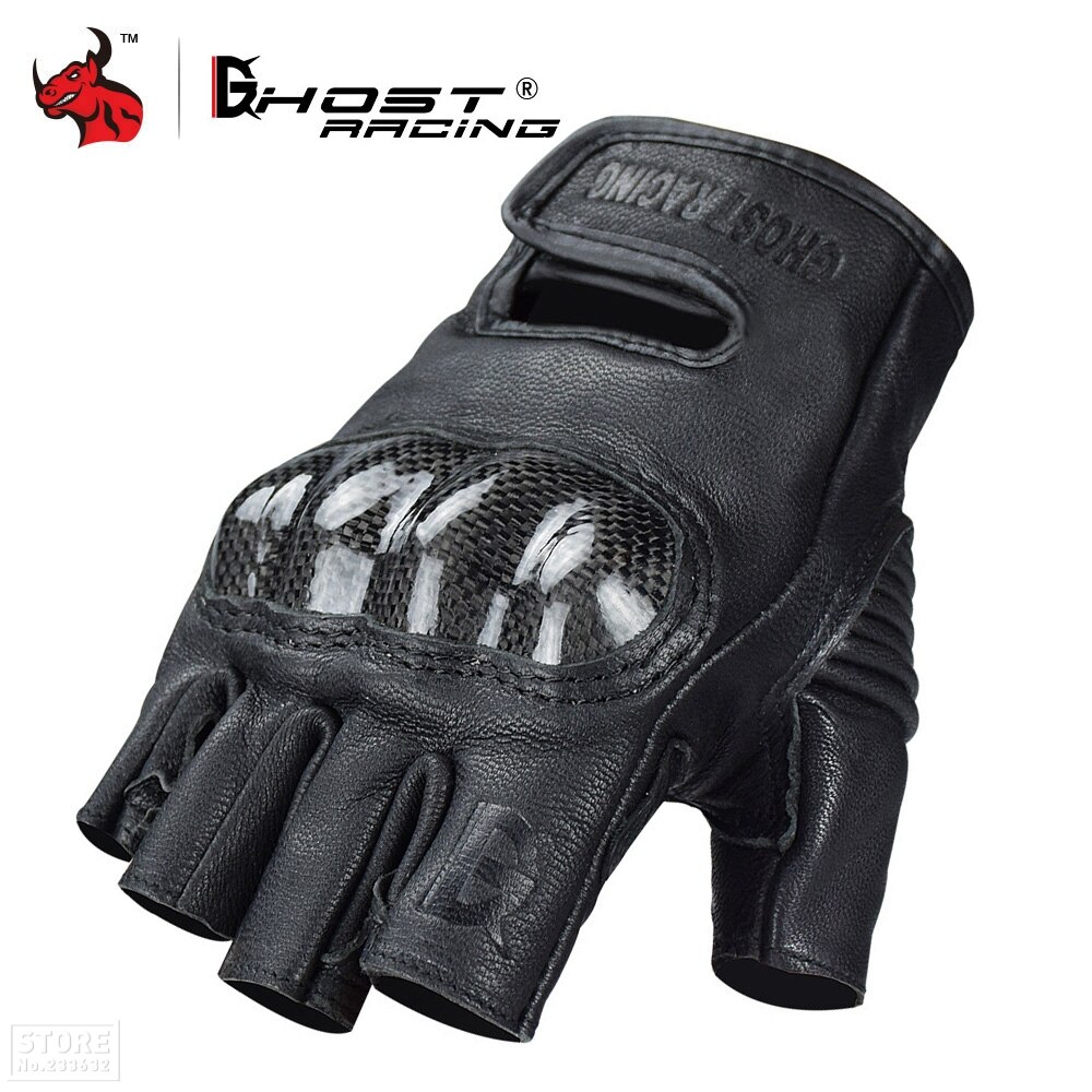 GHOST RACING Guantes de Motocicleta Guantes para motocross de verano de medio dedo Guantes para motocross de fibra de carbono Guantes de Moto transpirables: GR-BZ01 black / L