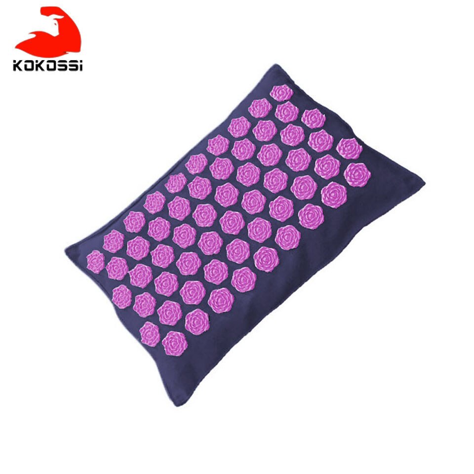 KoKossi-colchoneta de acupuntura de lino orgánico Natural, cojín de masaje con puntas de loto, esterilla de Yoga para alivio del dolor y espalda/cuello: Purple brown Pillow