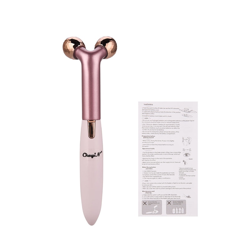 Rodillo masajeador facial eléctrico 2 en 1 3D V, rizador de pestañas en , removedor de arrugas, herramienta de belleza para Lifting de la piel