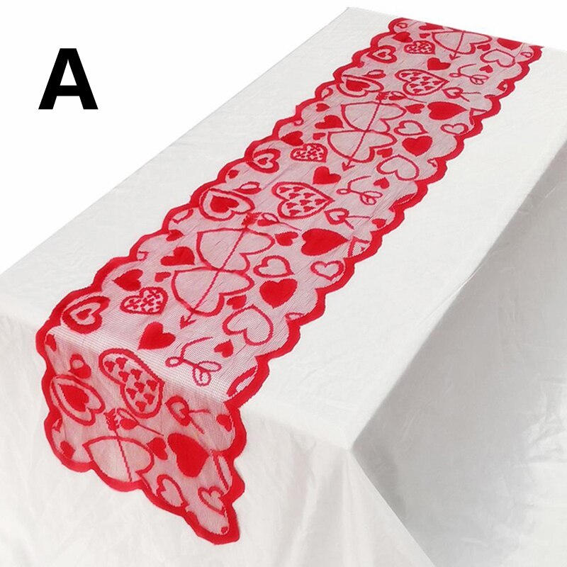 Valentine's Day Red Lace Fabric Table Cloth For Wedding Party Decoration Modern Table Runner Tablecloth: A