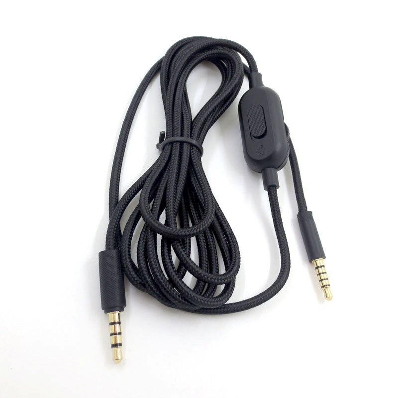 2,0 m geflochtenes Ersatzkabel, Verlängerungskabel für Logitech G433 G233 G Pro X Gaming Headset mit Stummschaltung, Lautstärkeregler-Clip: Black