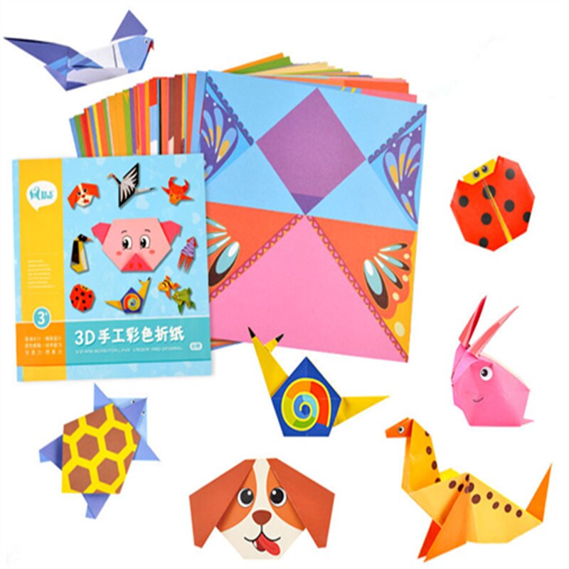 54 Pz/impostato Artigianato bambino Giocattoli di Cartone Animato Animale origami di Carta di Taglio Libro per Bambini di Taglio della Carta Di puzzle di Apprendimento Precoce Giocattoli Educativi Regali: animale stile