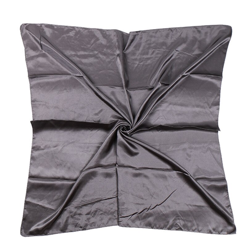 Solid Color Satin Women Scarf 90*90cm Big Wraps Lady Headband Hajib Muslim Female Square Scarf: dark gray