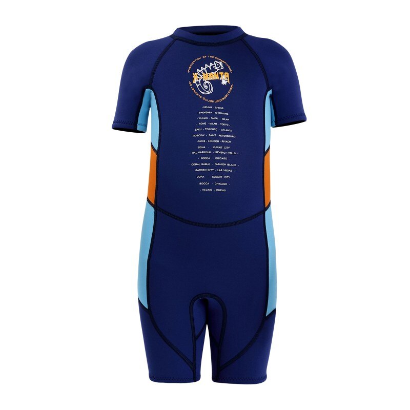 Stijl 2.5Mm Neopreen Kids Swimwears Duikpakken Shorts Mouwen Jongens Surfen Rash Guards Snorkel Kids Wetsuits: navy / M