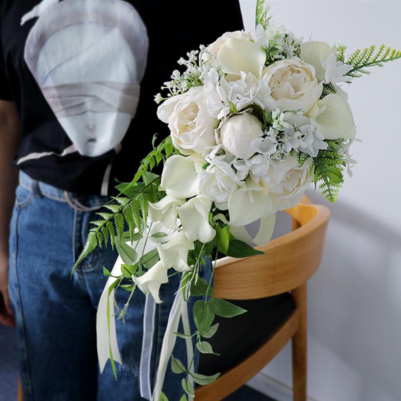 1 Pc Bruid Handgebonden Boeket Simulative Calla Lelie Bruidsboeket Prachtige Boeket Levensechte Bruidsmeisje Houden Bloem