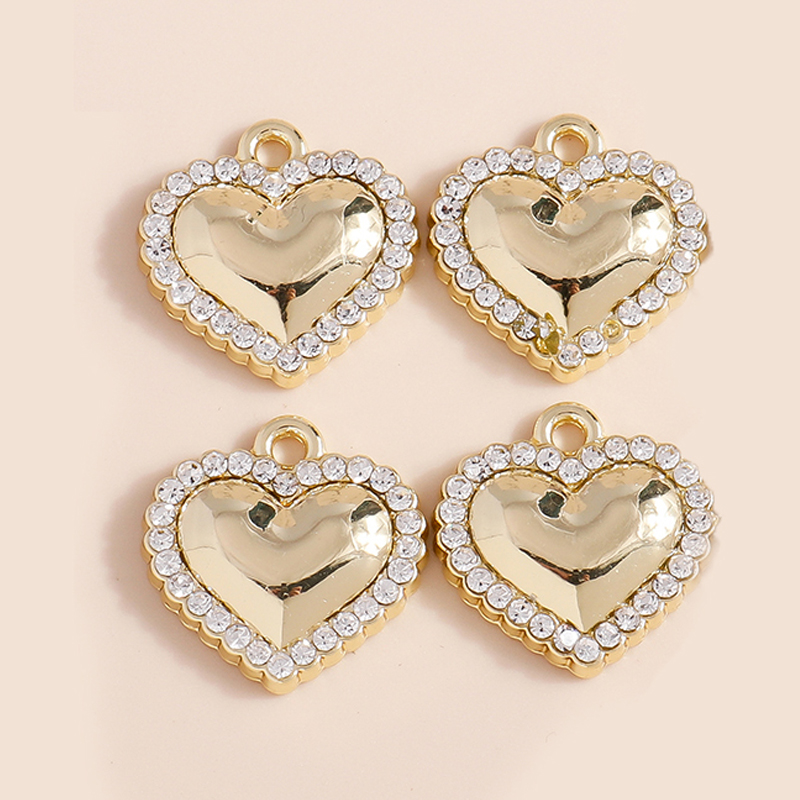 5 pezzi di perle d'imitazione cuore d'amore connettori pendenti per gioielli fai da te creazione di collane fatte a mano bracciali orecchini ciondoli artigianali: Rhodium d'imitazione placcato