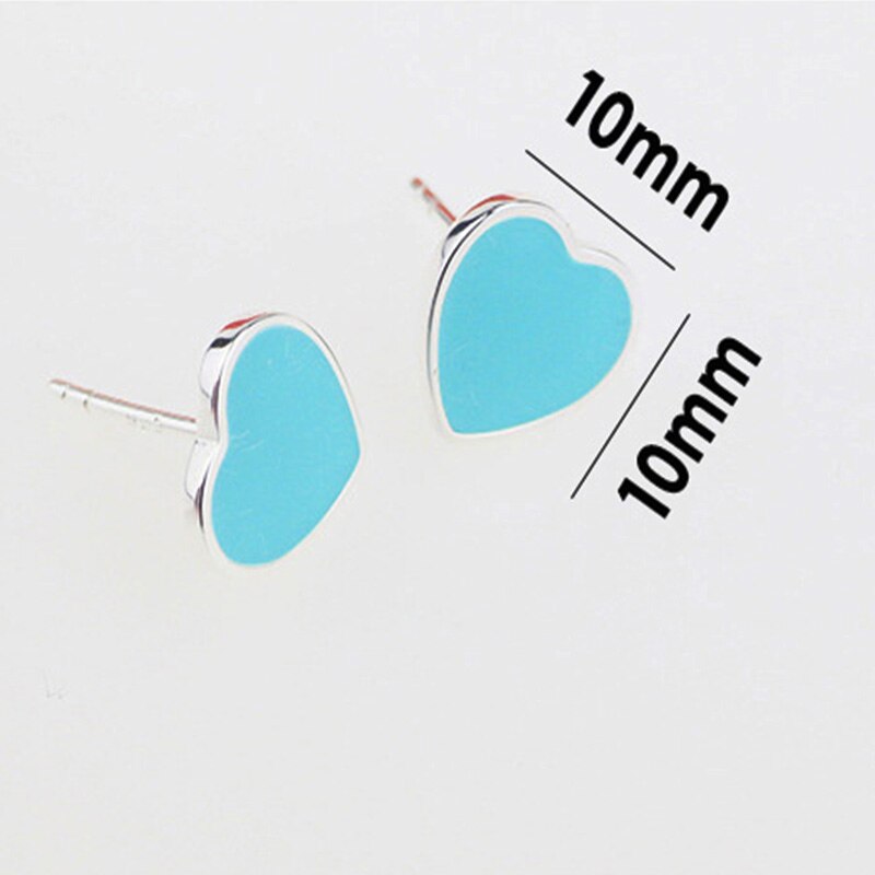 women earring stud Stainless steel Blue heart earrings stud women jewelry for women Accessories punk stly