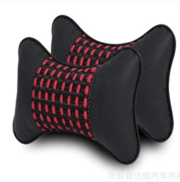 1pc pu skinn pustende bil bil nakkestøtte nakkestøtte pute pute putesete nakkestøtte minne skum bilpute: Svart, rød