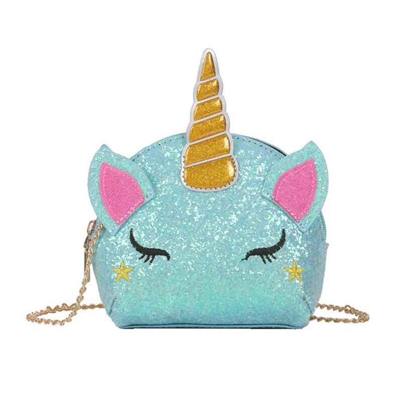 Neue Pailletten Einhorn Kleine Geldbörse Frauen Nette Kette Tasche Mädchen Sommer Tasche Brieftasche: BG3020BL