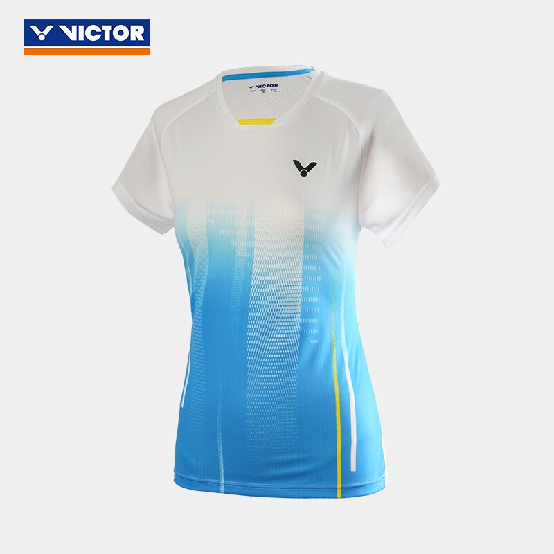T-shirt à manches courtes de Badminton Victor , nouvelle série de concours de contraste de couleur pour femmes T-01008: XL / vert militaire