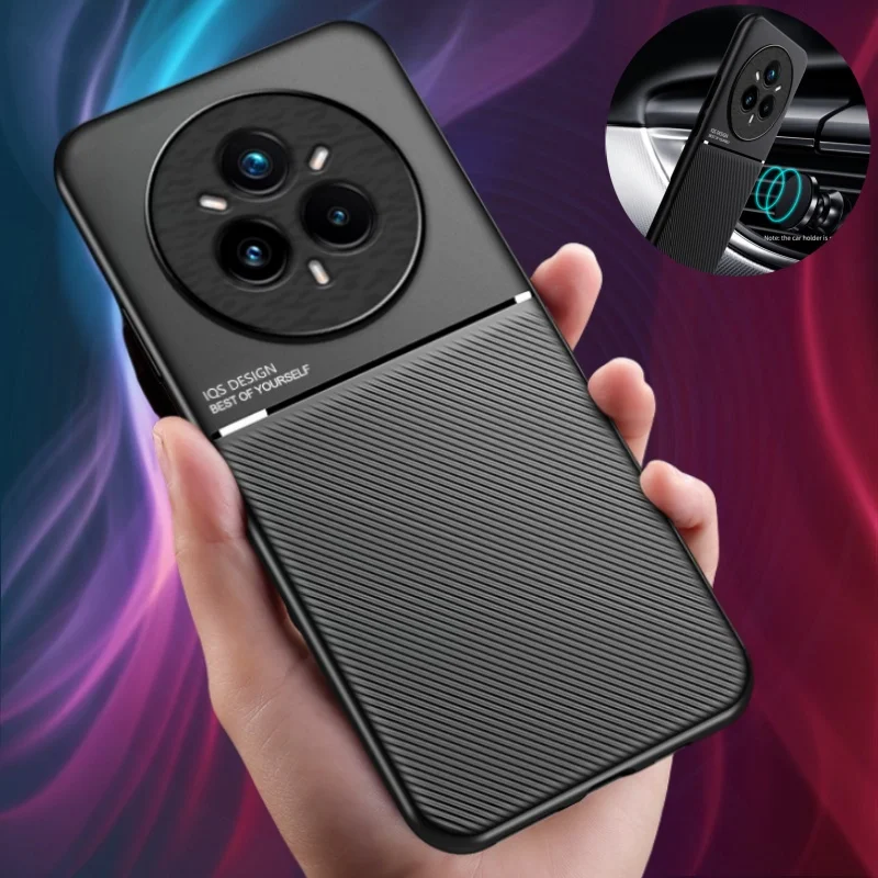 Voor Realme 14 Pro Plus 5g Case Luxe Zacht Leer Telefoon Gevallen voor Realme 14 pro plus Auto magnetische Houder Cover