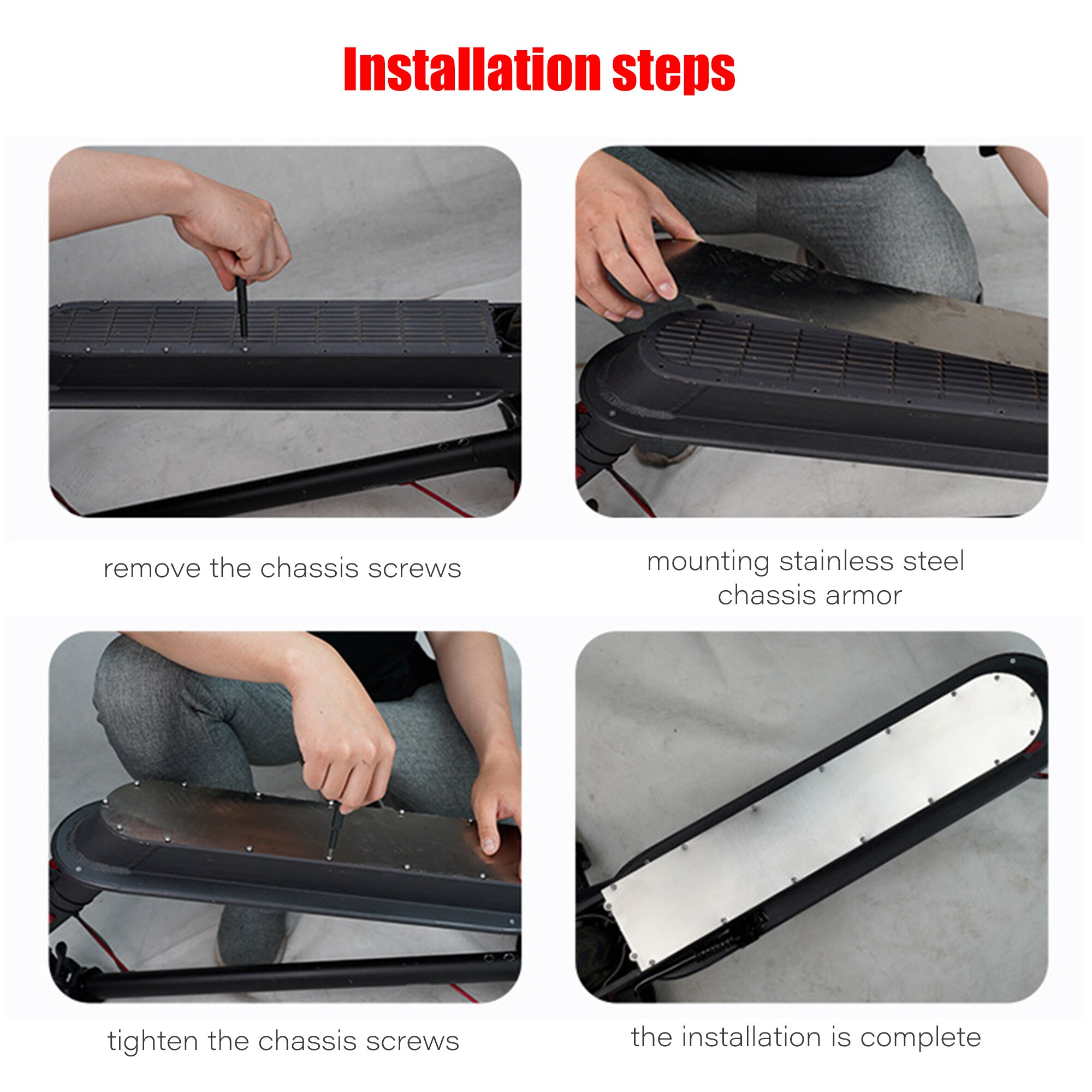 For Xiaomi M365 Pro Electric Scooter Battery Stainless Steel Floor Waterproof Cover Colorful Inkjet Chassis Armor Accessories
