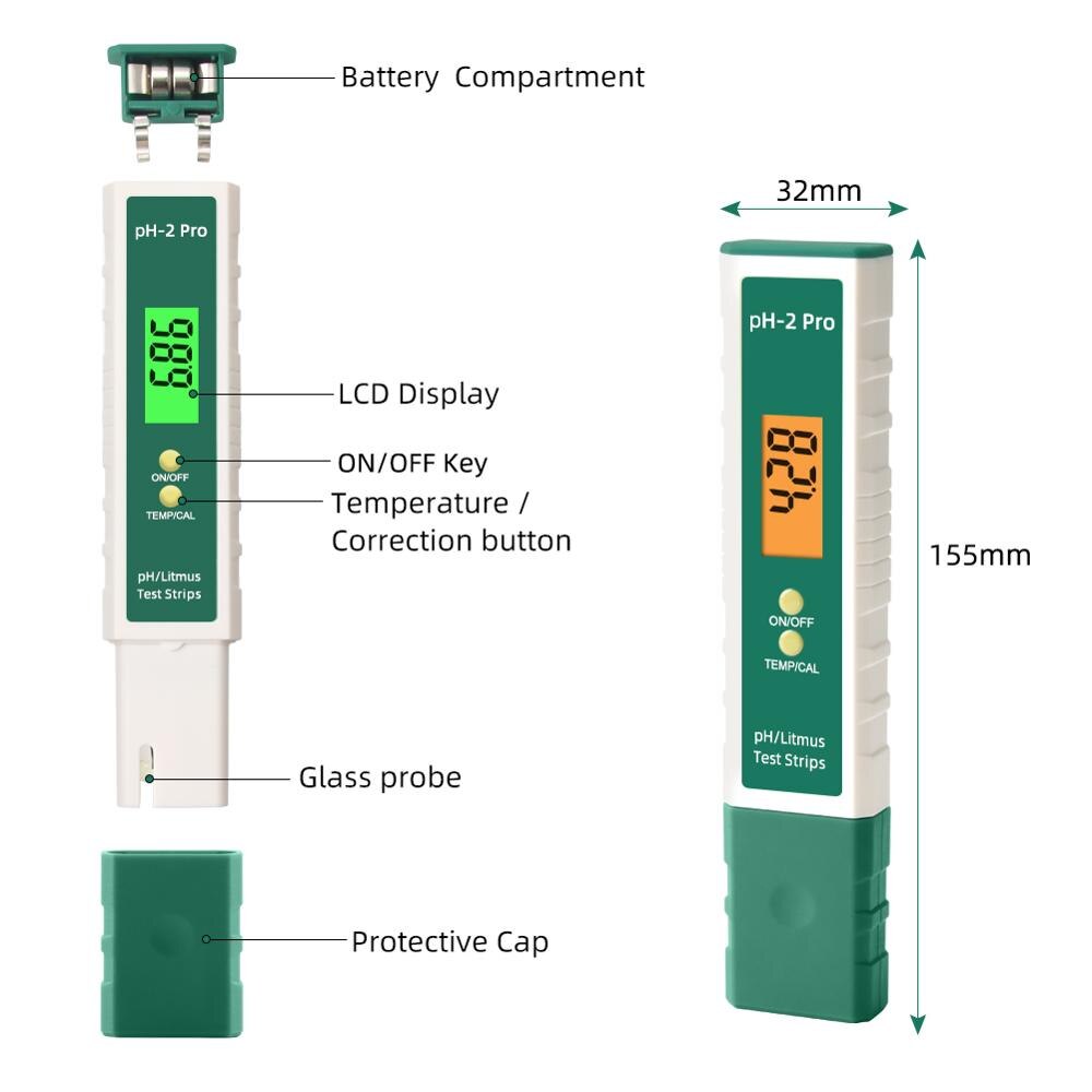 yieryi Digital PH Meter PH Tester Pen Litmus Tester 0.01 PH High Accuracy Water Tester with ATC PH Test Strips Function