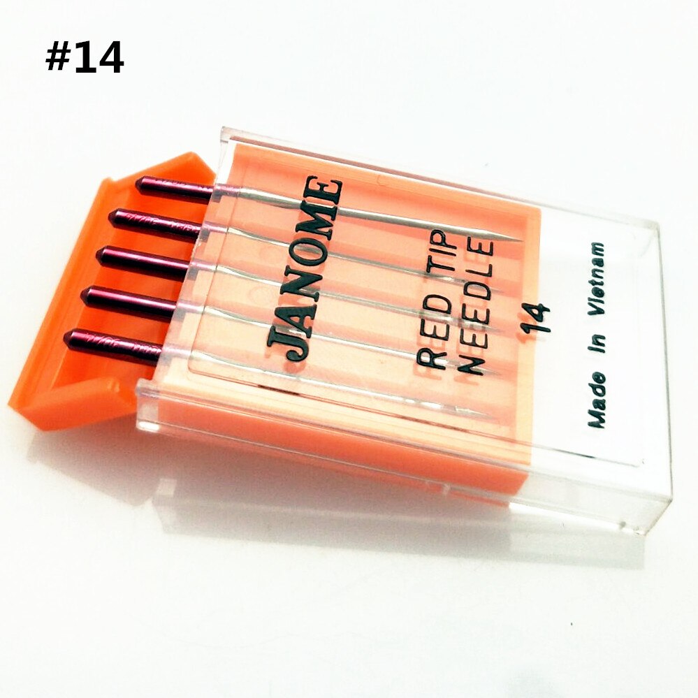 1 set 5 pcs Janome Sewing Machine accessories Blue Tip Needle Size 11 ;Purple Tip Needles 14; Red Tip Needles 14 7YJ283: red tip needle