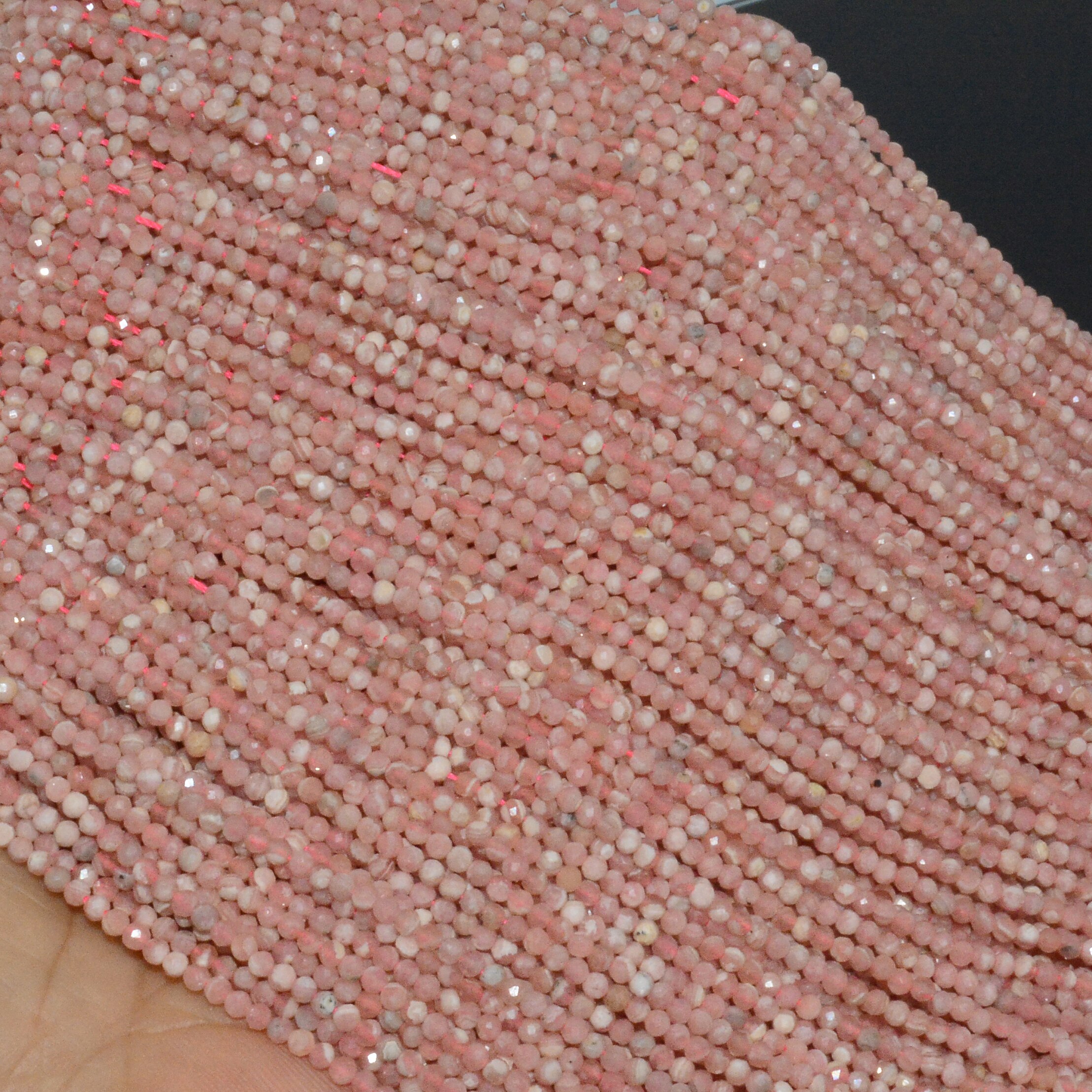 Natural Rhodochrosite Faceted Loose Round Beads 2.6mm