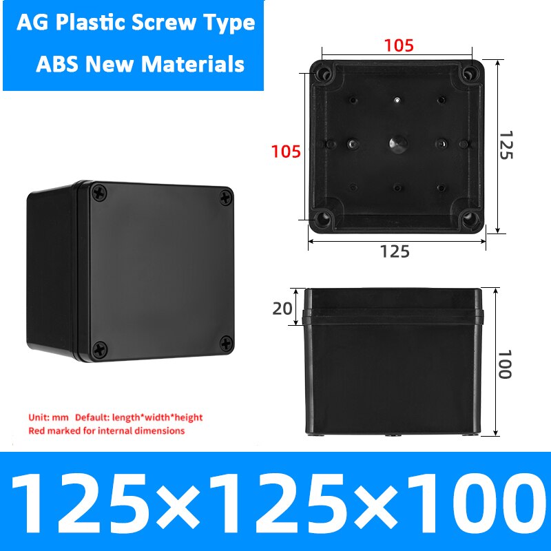 Project Box ABS Plastic IP65 Waterproof Dustproof Electrical Junction box Enclosure Black Housing Instrument Case: 125x125x100mm