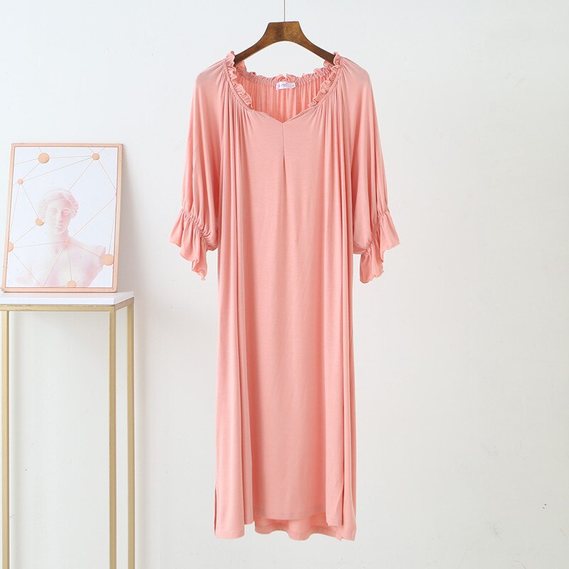 Plus Size 6XL150kg Women Modal Long Dress Short Sleeve Summer Soft Comfortable Nightgown Large Dresses Home Wear Sleep Dress