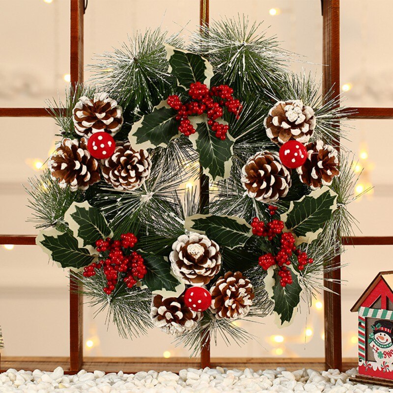 Kerst Kunstmatige Bloemen Krans Handgemaakte Rotan Hanger Krans Winkelcentrum Deur Thuis Decoratie