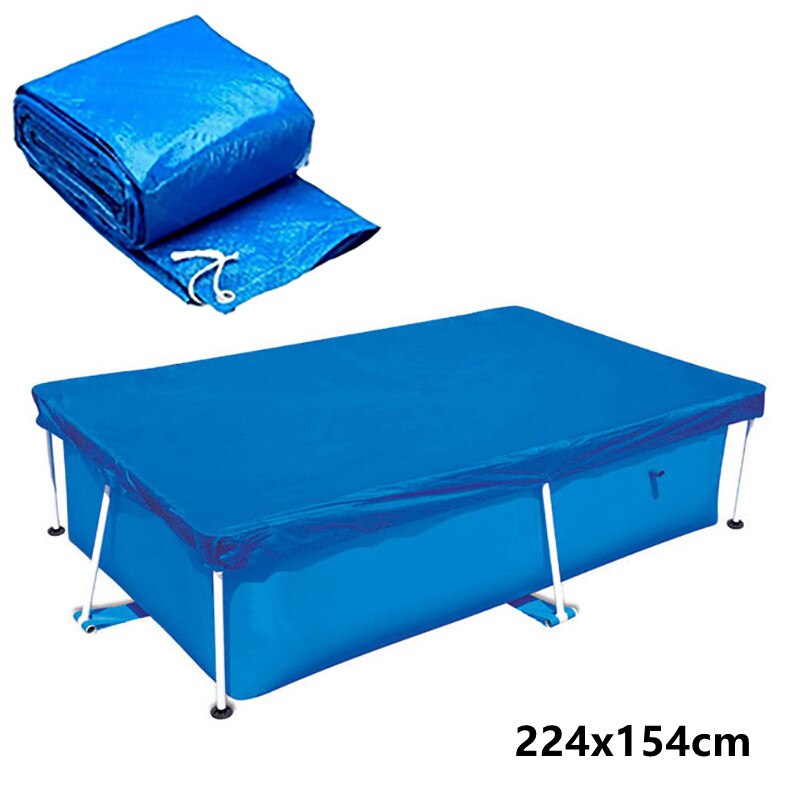 Swimming Pool Cover Tarpaulin Solar Swimming Pool Protection Cover Heat Insulation Film Rainproof Dust Cover Pool Accessories: Square 224x154cm