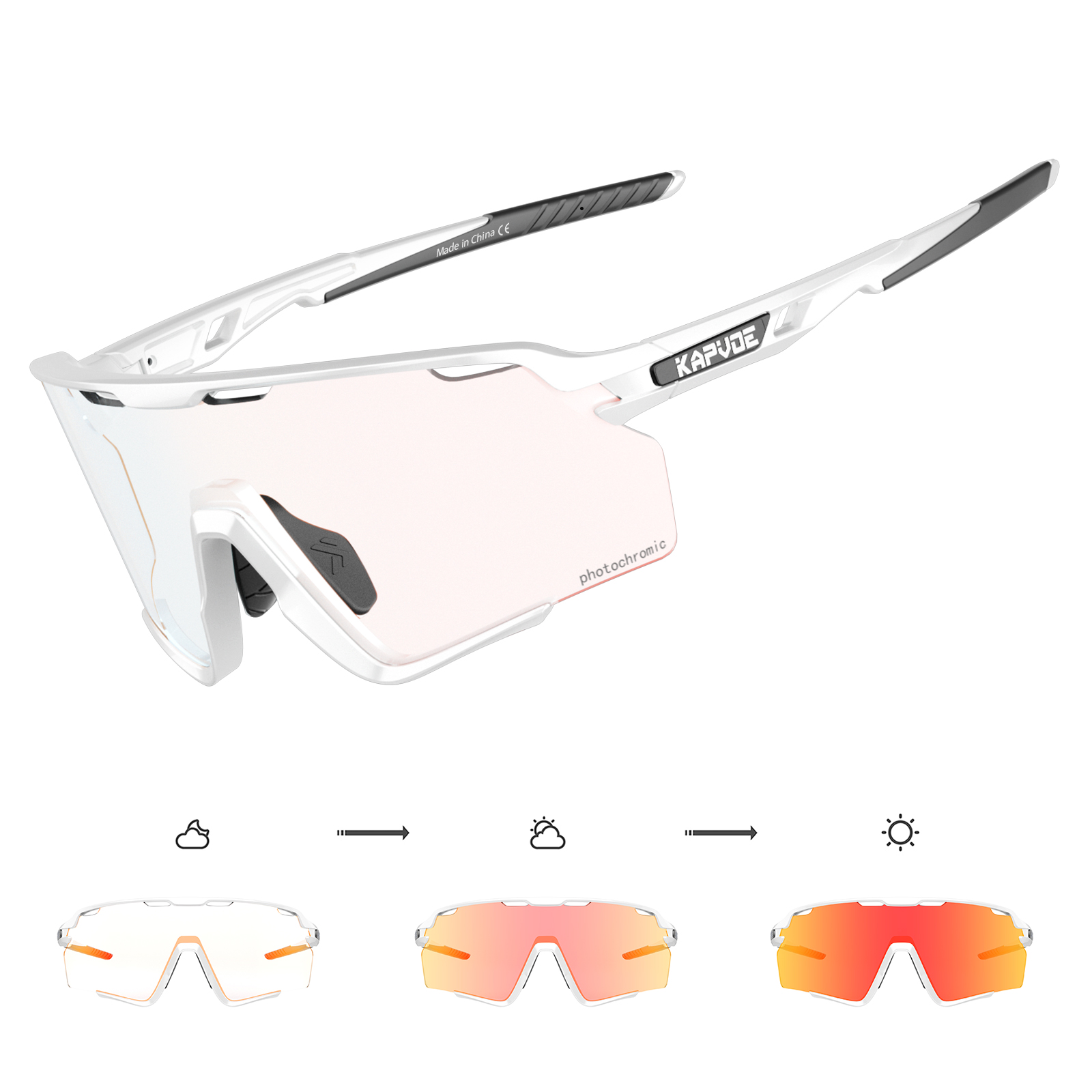 Kapvoe Meekleurende Fietsbril Sport Heren Zonnebril Voor Mannen Fiets Vrouw Outdoor UV400 Fietsbril Baseball: Zilver