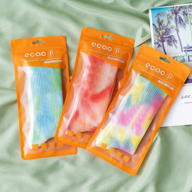 Calcetines de algodón Tie-dye para hombre y mujer, medias de tendencia urbana de , de color sólido, para baloncesto y monopatín