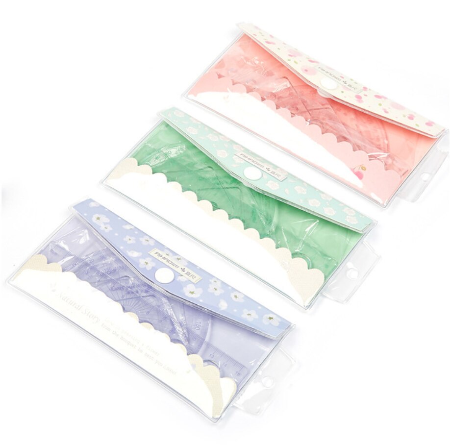 Outil de mesure en plastique Kit de géométrie mathématique ensemble rapporteur d'école 15cm règle fournitures scolaires articles papeterie de bureau