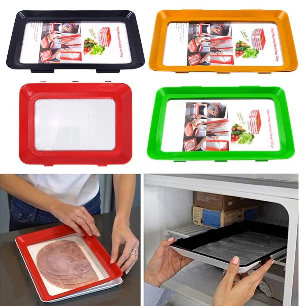5PCS Food Preservation Tray ReusableFood Fresh Storage Container Plate Refrigerator Microwave Healthy Kitchen Tool