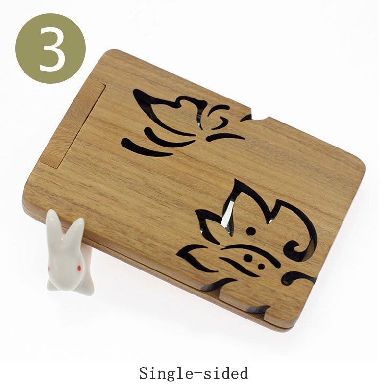 Carved Green Sandalwood Makeup Mirrors Folded Double-sided Wood Comestic Mirror Sandalwood Portable Small Pocket Mirror: 3