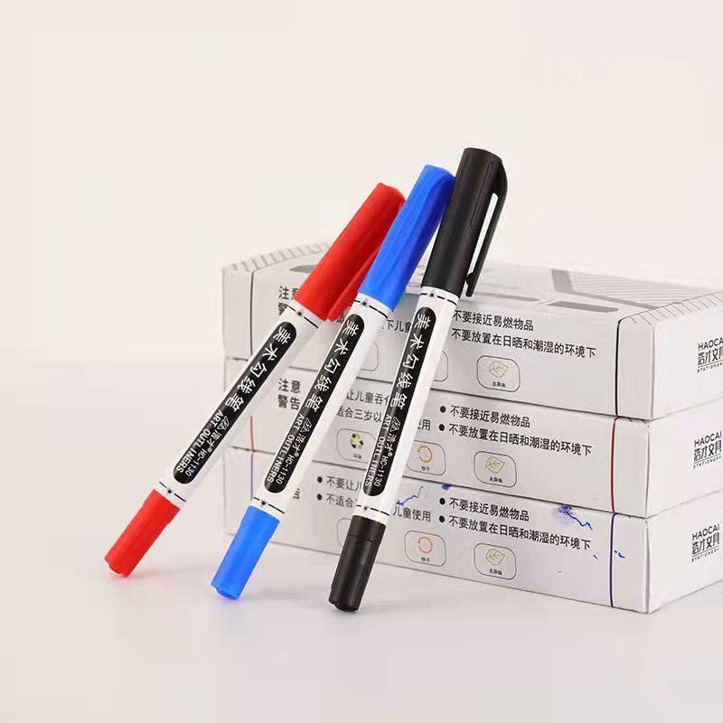 10pcs Line Drawing Pen Double Headed Oily Big Head Black Thick Pen Non Fading Marking Pen Art Pen Black Students