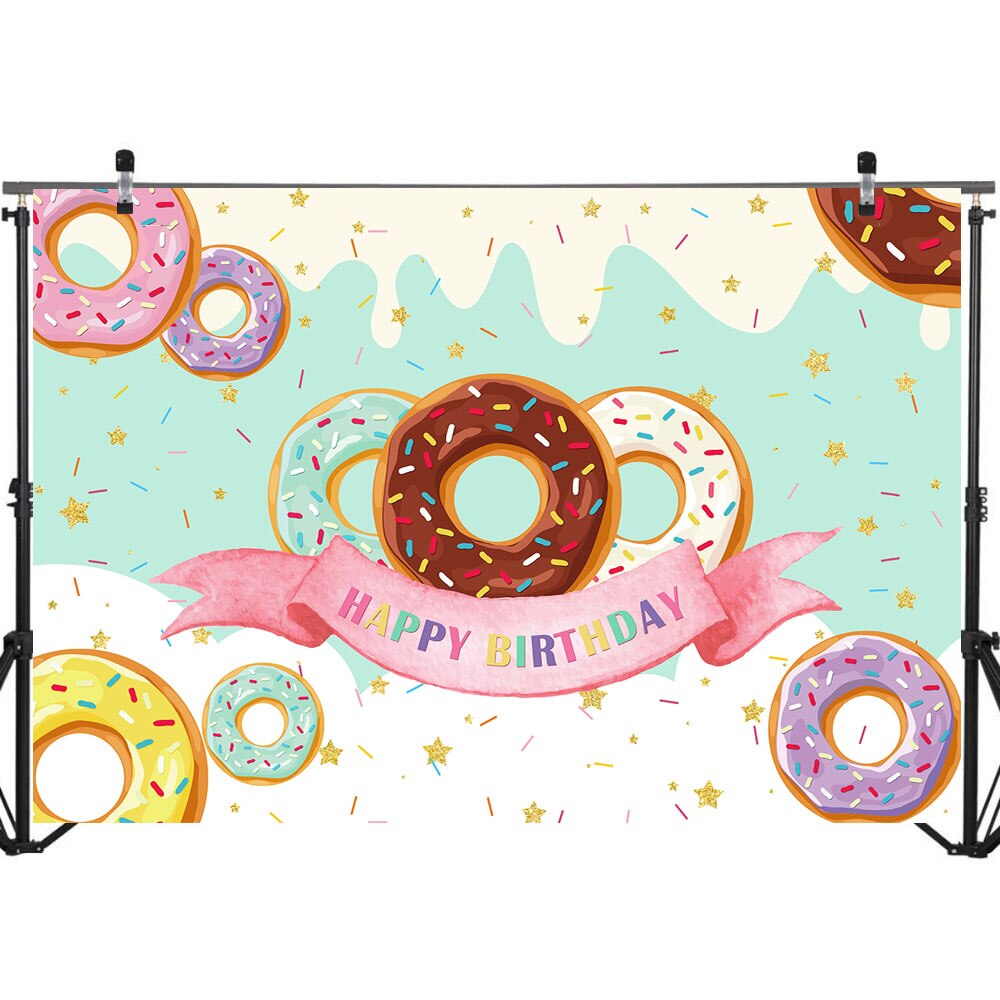 Beignet thème décors pour la photographie joyeux anniversaire fête bannière décoration doux chocolat fille anniversaire Photo fond