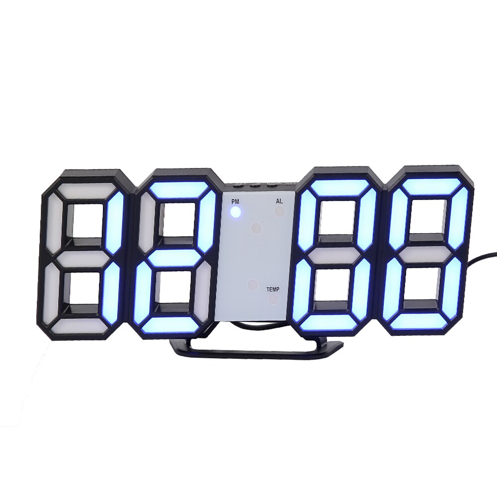 LED Digital Wall Clock Night Mode Brightness Adjustable Electronic Table Clock Date Temperature Automatic Backlight Table Clocks: Black