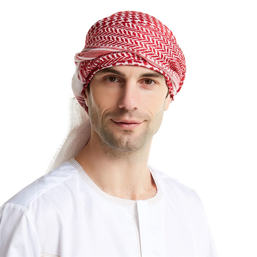 Chapeau musulman arabe saoudien dubaï pour homme, écharpe traditionnelle en coton, 140x140CM, à carreaux imprimés, prière islamique, Turban en laine